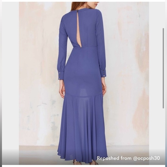 Nasty Gal dramarama Blue Long Sleeve high low Dress size XS - Picture 3 of 7